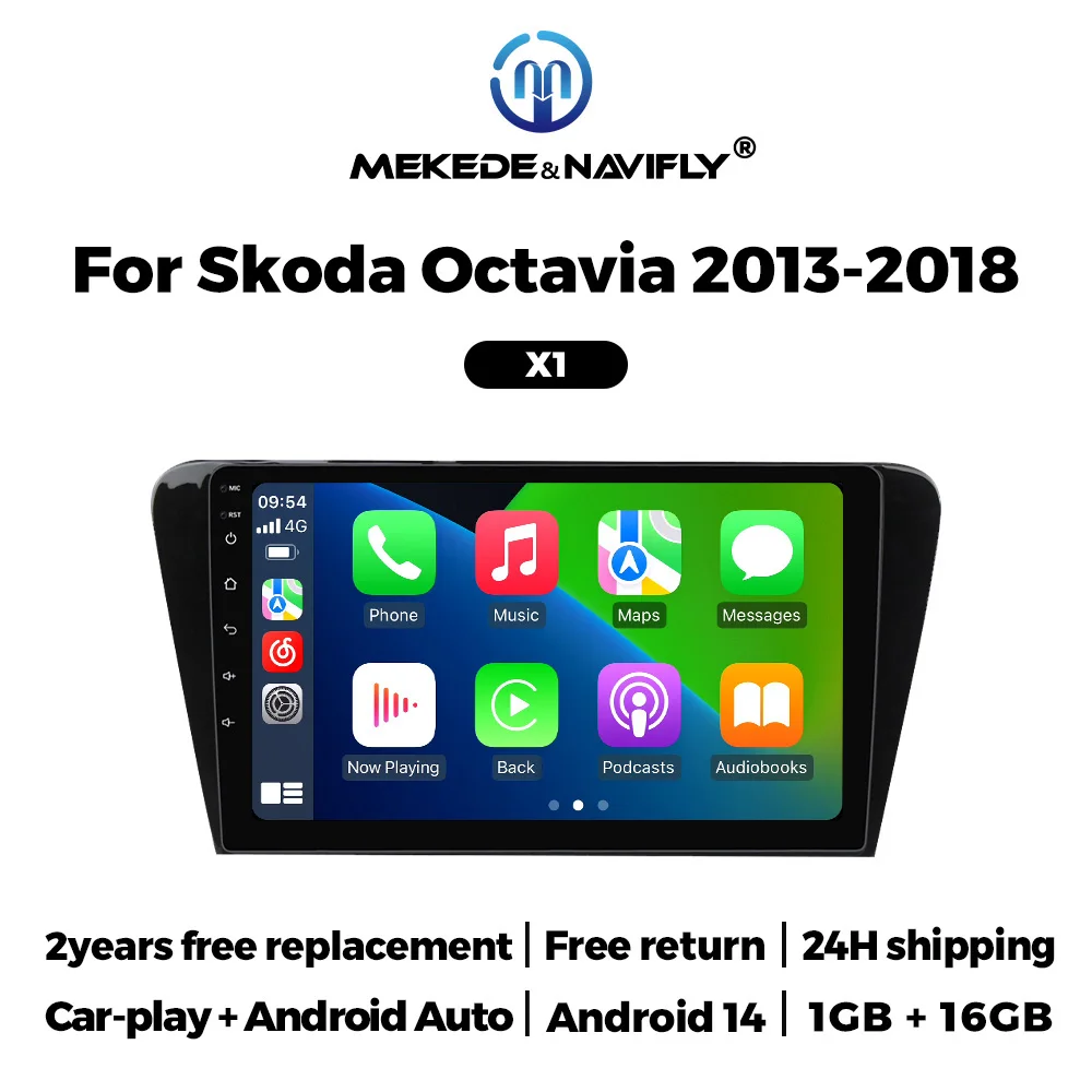 

Автомобильная магнитола MEKEDE Android 14 10 дюймов с Carplay и GPS для Skoda Octavia 3 A7 2013-2018, мультимедийный проигрыватель, интеллектуальная автомобильная аудиосистема