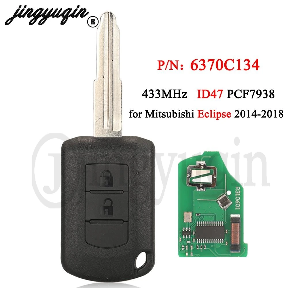 

jingyuqin 2 Buttons P/N: 6370C134 Car Smart Remote Key ID47 PCF7938 Chip 433MHz for Mitsubishi Eclipse 2014-2018 Fob