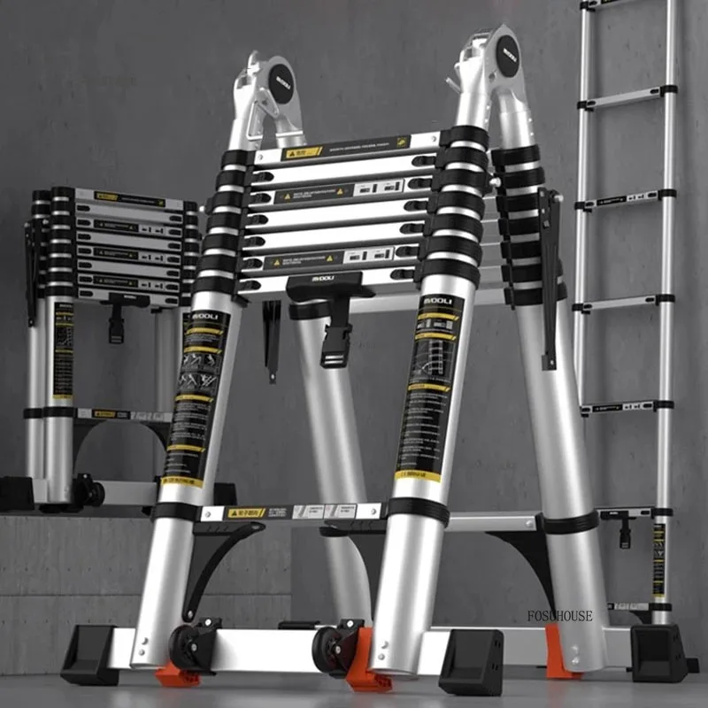 

Nordic Aluminum Alloy Folding Step Ladders Creative Kitchen Multifunctional Tel copic Ladder Household Portable Lifting Stairs