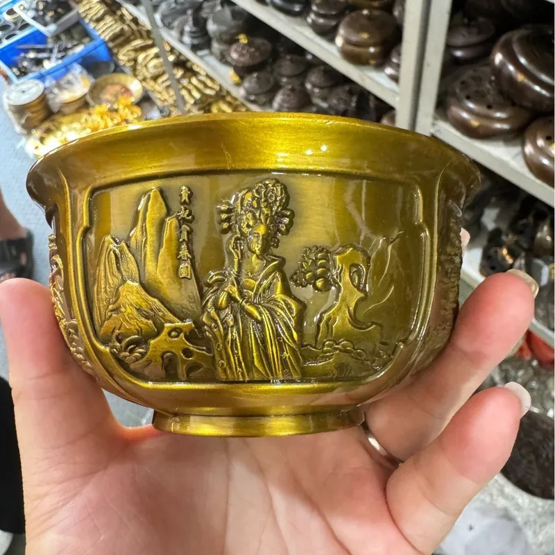 Copperware: Qianlong Era Gilt-Plated Relief Featuring Four Beauties, Copper Bowl, Home Decor, Ornament, Craft Item