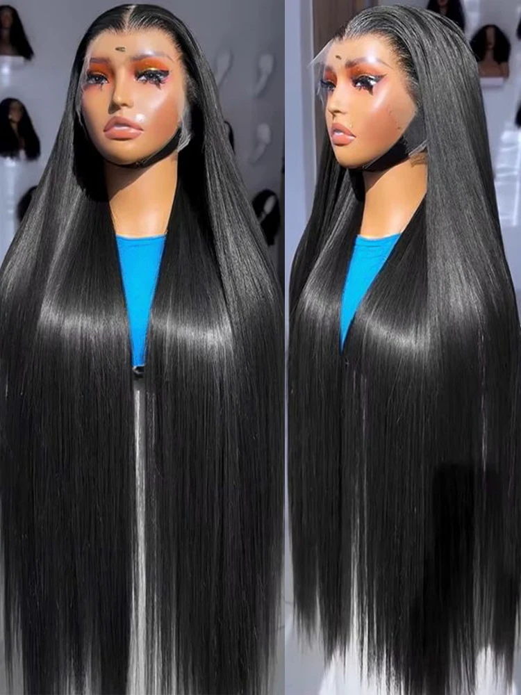 

Glueless Bone Straight 13x4 13x6 HD Lace Front Wig 40 46 Inch Brazilian Human Hair 250% Density Pre Plucked For Black Women