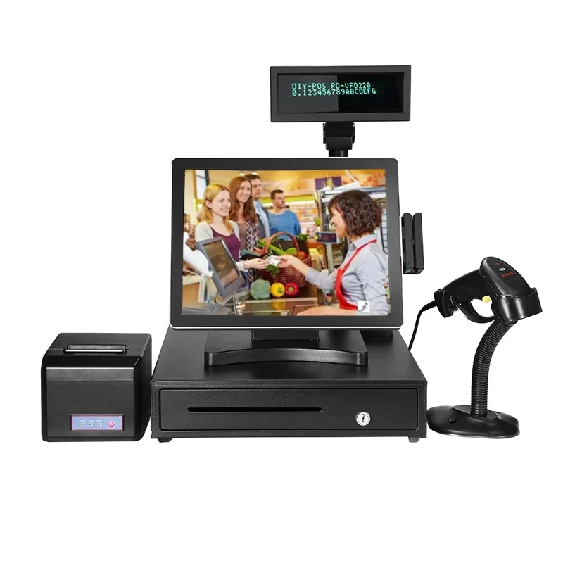 Instrumento de Medição de Força com Tela Plana de 12 Polegadas, Computador Terminal POS All-in-One com Sistema Windows 10 e Tela Sensível ao Toque Capacitiva