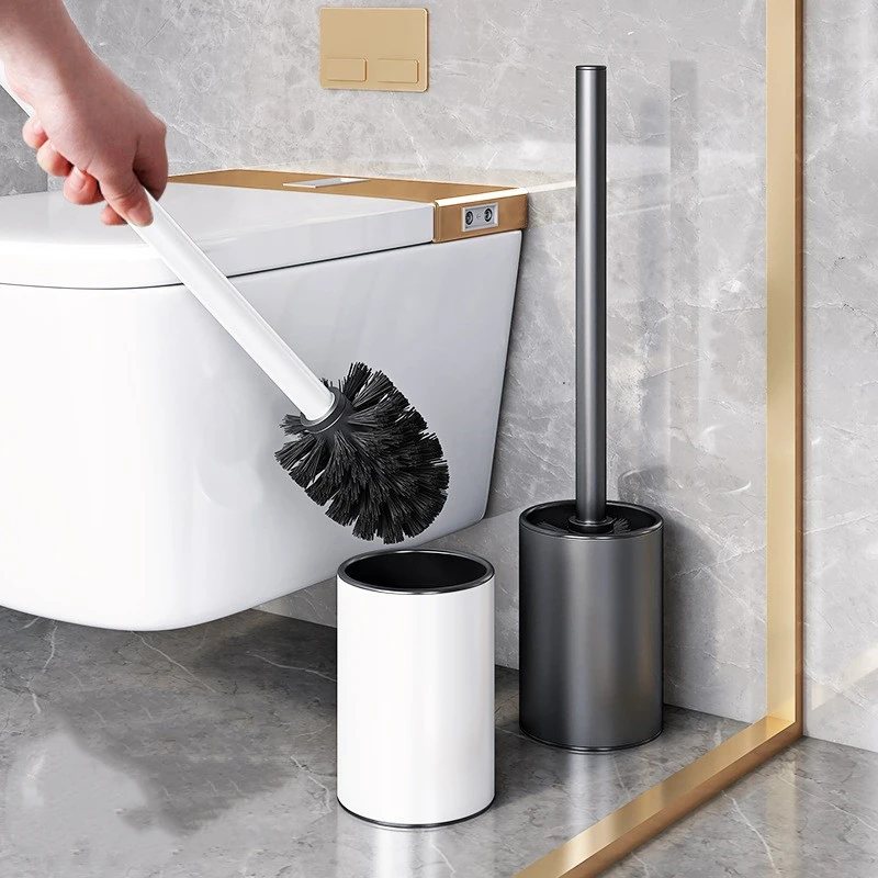 Bathroom Toilet Brush Holder Cleaning Tools Space Aluminum Wall Mounted No Drill Vertical Toilet Brush Bathroom Accessories