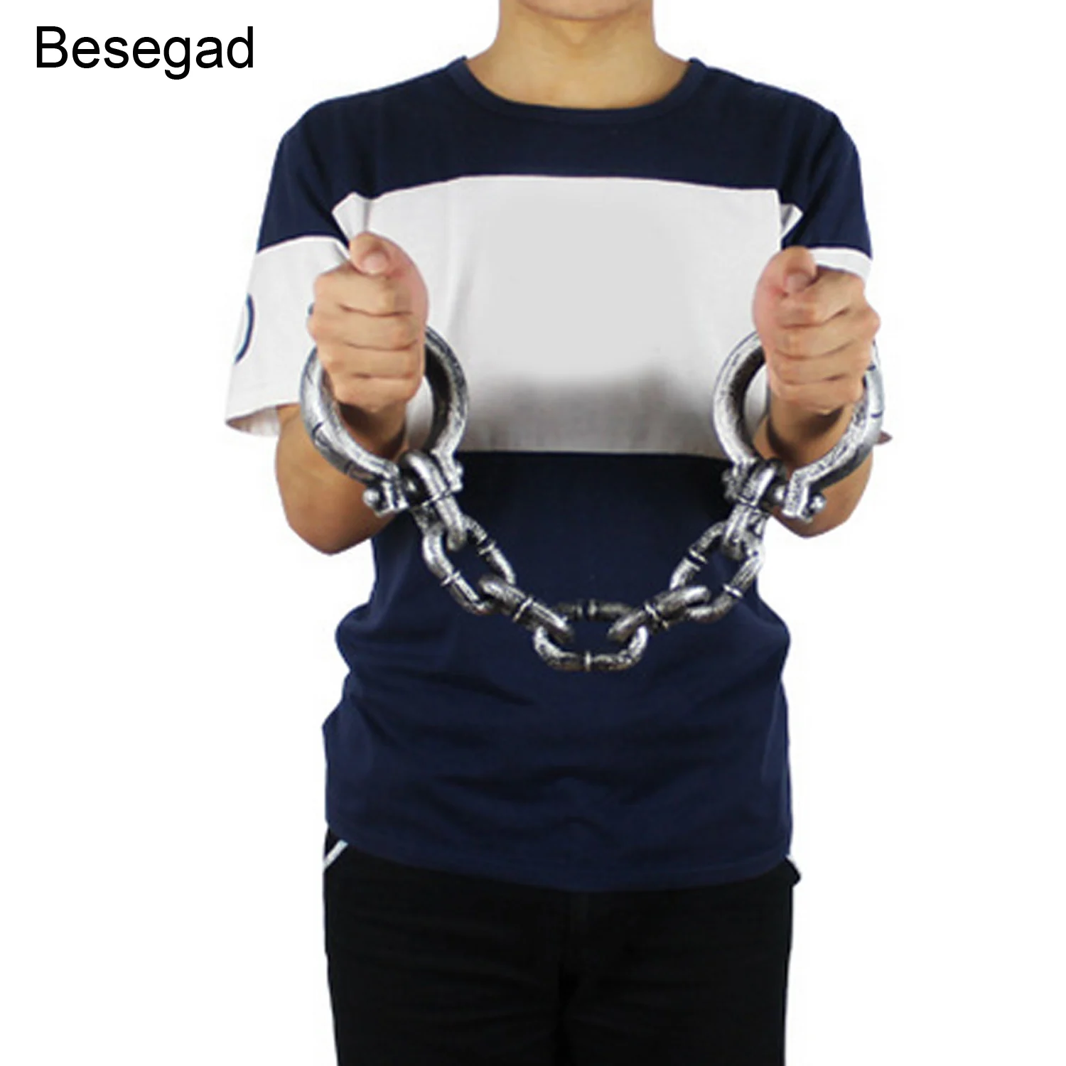 Besegad Funny Plastic Prison Wrist Shackles Handcuffs Toys Fancy Dress Halloween Creative Toy Cosplay Party Decoration Props