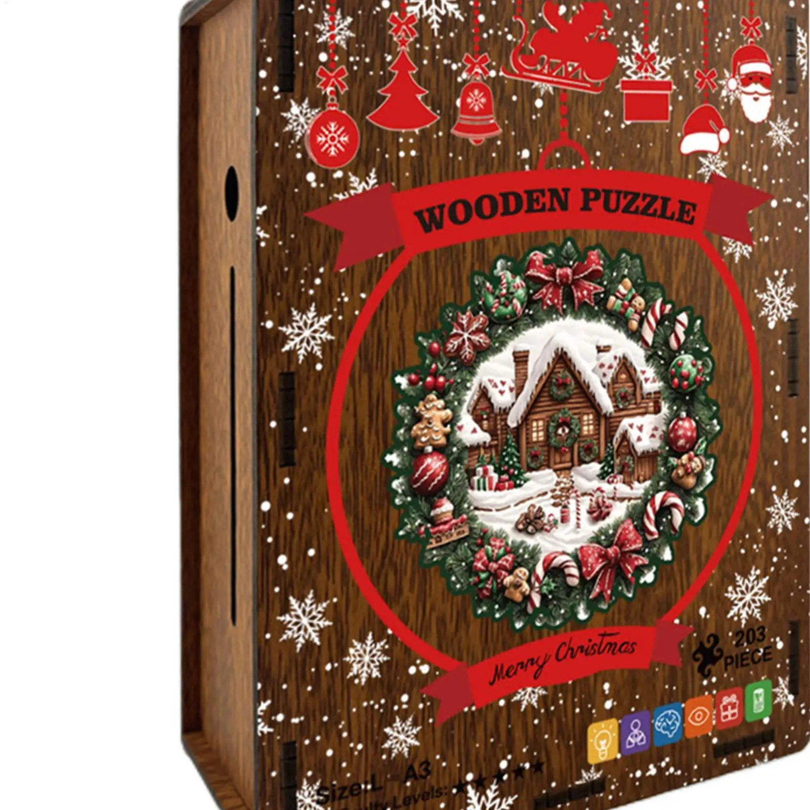 أحجية الصور المقطوعة بتصميم إكليل تفاعلي بطابع عيد الميلاد، أحجية الصور المقطوعة الخشبية لعيد الميلاد للرجال والنساء والأولاد والشباب والمراهقين #5