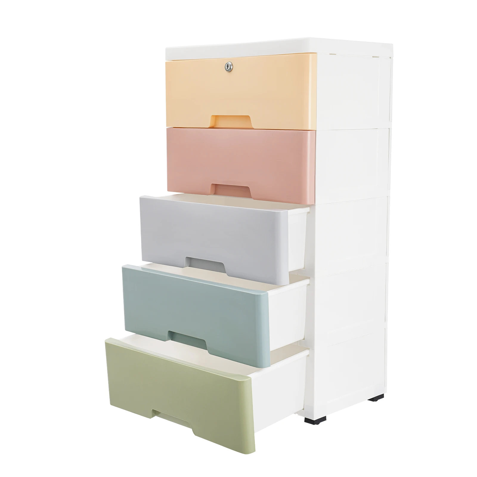 5 Layer Storage Cabinet with Wheels 16.1*10.4*5.1in Storage Rack Shelves for Bedroom Bathroom White,&Macaron-Color