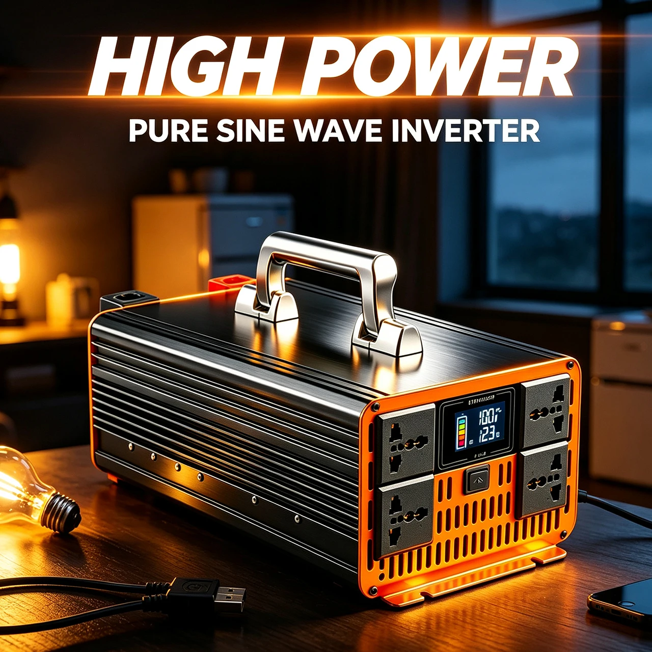 Inverter Pure Sine Wave 6000W  DC 12V/24V to AC 220V 50hz  110V 60hz car home Voltage Transfer Converter  Portable four-socket