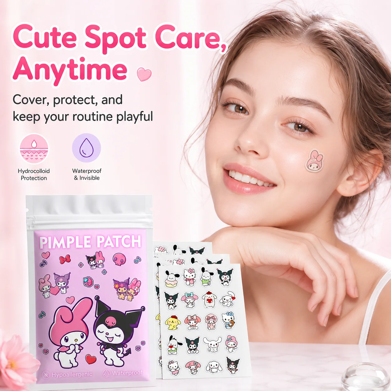 100PCS Sanrio Kulomi Cartoon hydrocolloid acne patch - facial decorative sticker - covers blemishes and acne scars