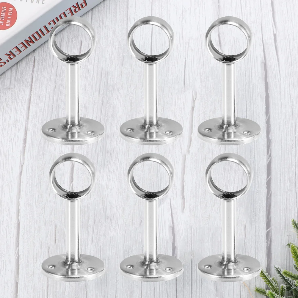 

6Pcs Wardrobe Rail Supports Stainless Steel Heavy Duty Closet Rod Holder for Clothes Hanging Bathroom Bedroom Kitchen