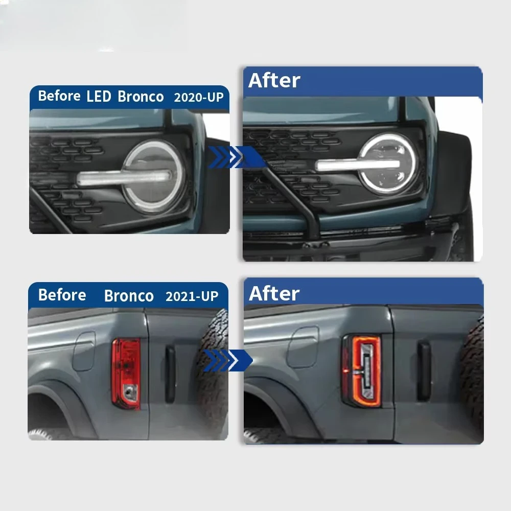 Bronco Headlights RGB Taillights 2020-2025 Custom Set Projector Upgrade LED Dynamic Welcome Lighting Tail Lamp