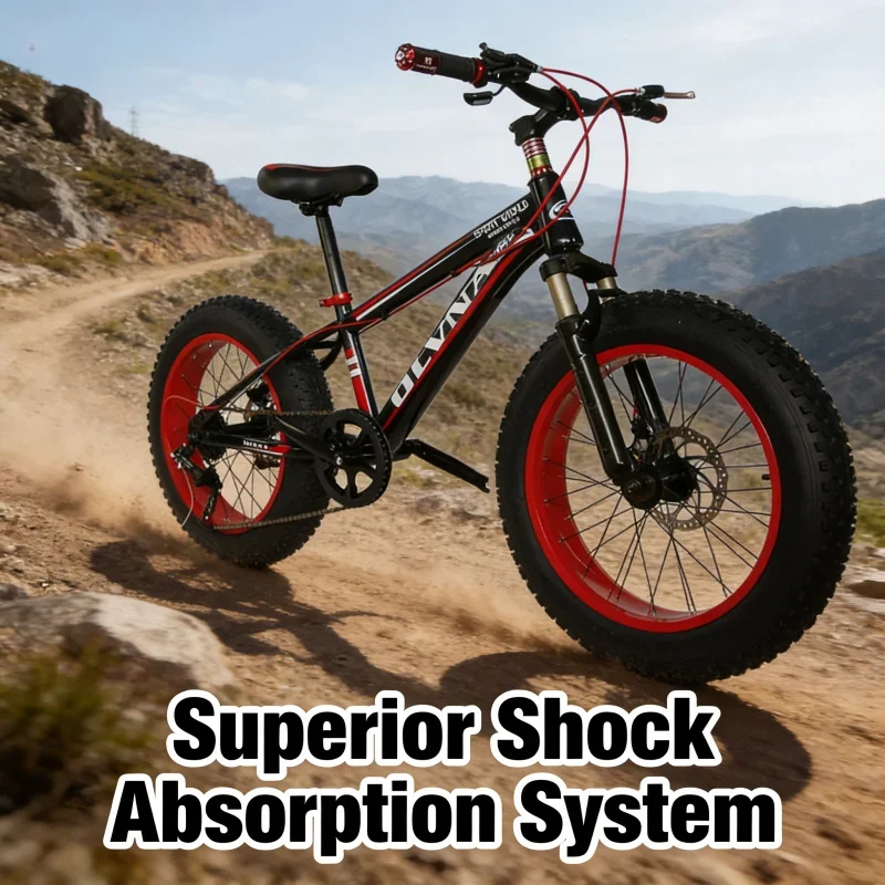 

20-дюймовый снежный велосипед с черными и красными толстыми шинами 26-дюймовый горный велосипед с регулируемой скоростью и дисковым тормозом для студентов