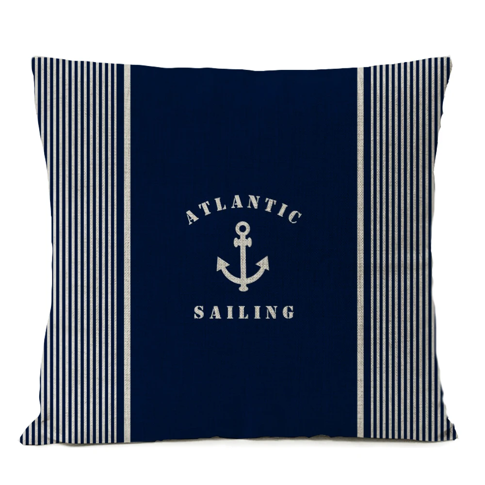 Blue Sea Pillow Cover Boat Anchor Pillowcase Home Boho Decor Cushions Home Decor Luxury Designer Office Chairs 40x40 45x45 50x50