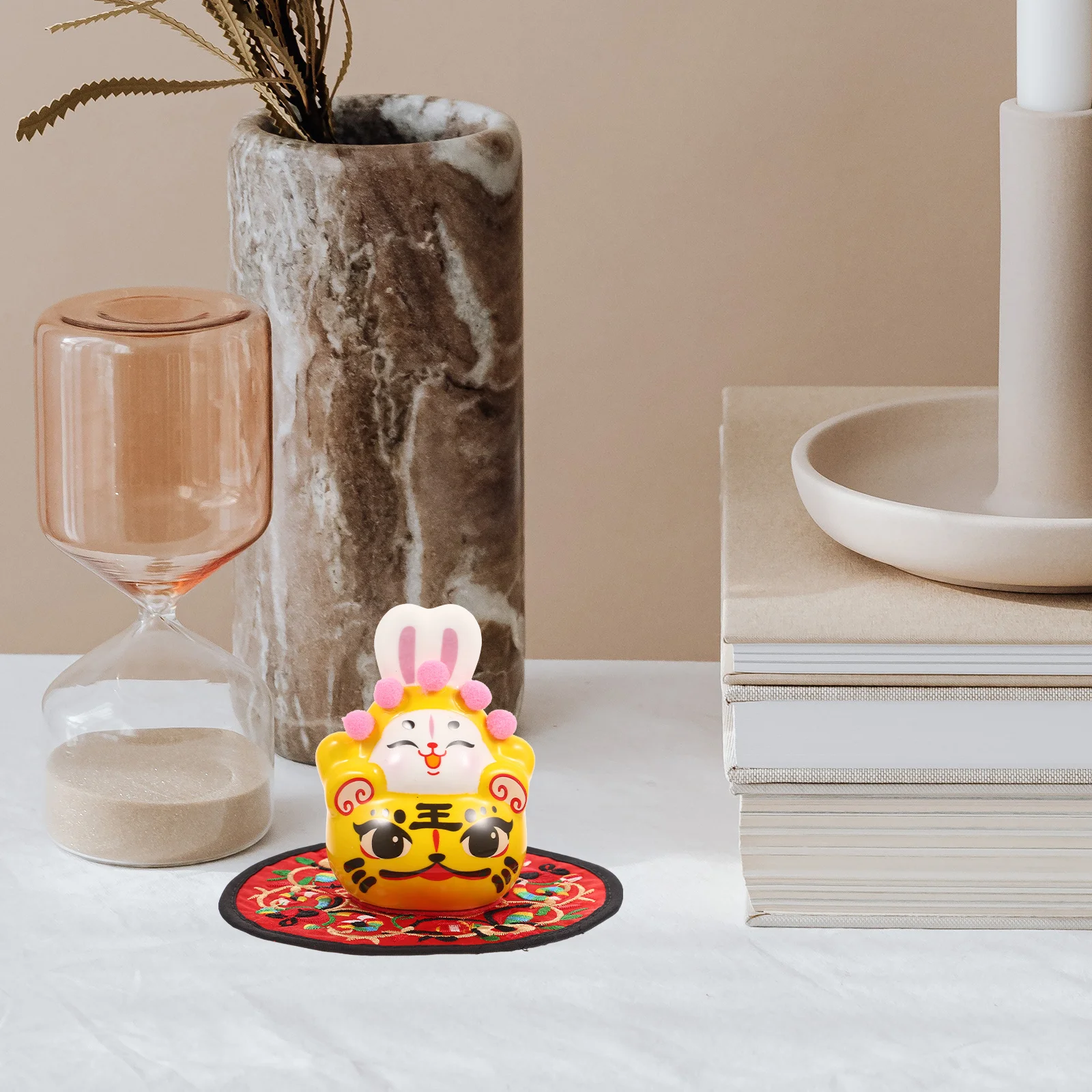 

1Set Ceramic Rabbit Year Mascot Creative Bunny Decoration Desktop Car Decor 2023 Rabbit Year Mascot