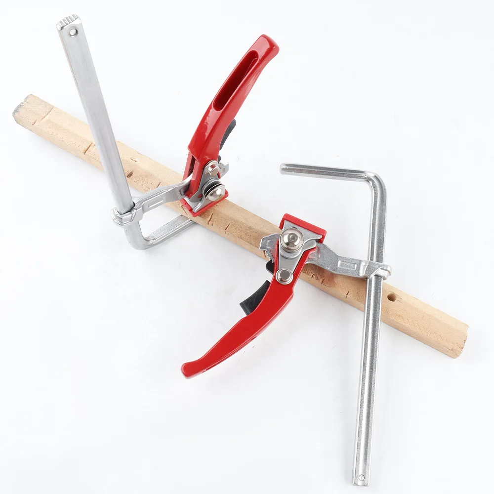 Ratchet F Clamp 200×60mm, Woodworking Desktop Fixing Clamp for Circular Saw Slide Rail & Guide Track