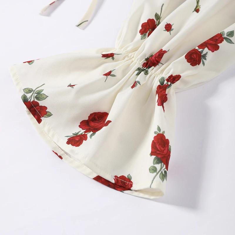 Kurz bedruckter Damenanzug mit quadratischem Kragen, langen Ärmeln, knöchellangem Rock mit seitlichem Schlitz, High Street Fashion, lässige Sets, Sommer 2026 – Detail 3
