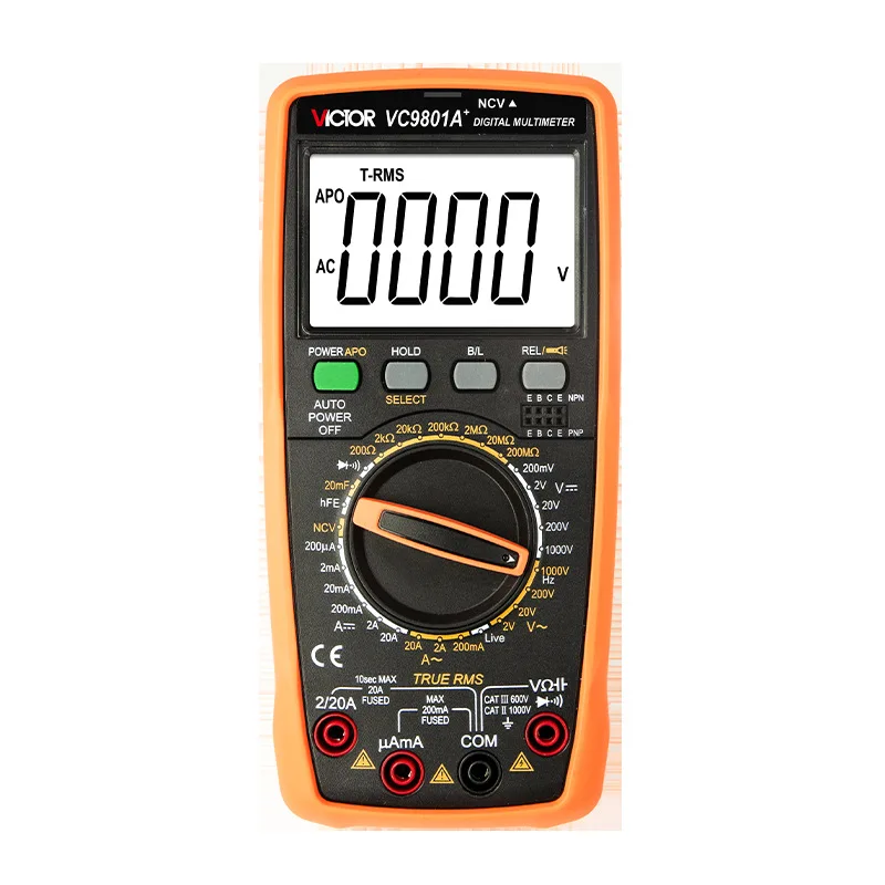 VC9801A+ VC9808+ True RMS Digital Multimeter Handheld AC DC 1000V Multitester for Voltage Current Resistance Measurement