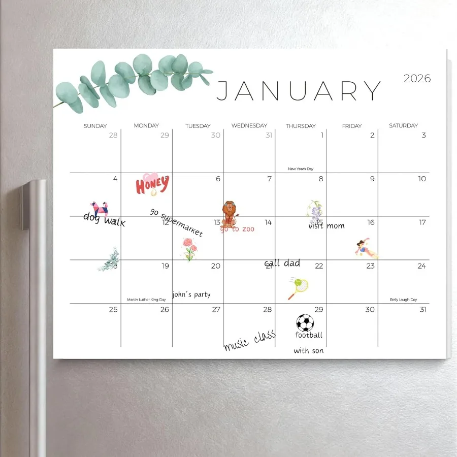 

Refrigerator Calendar 2026-2027 18-Month Magnetic Calendar for Refrigerator Thick Paper Fridge Calendars with Strong Magnet and
