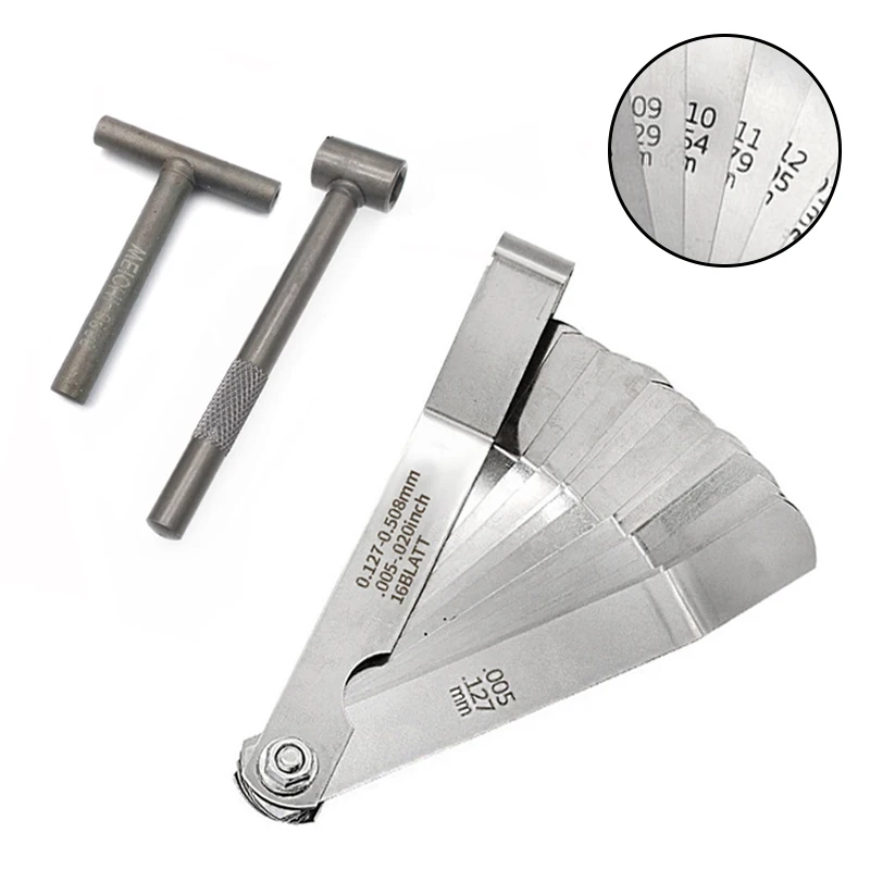 Motorcycle Engine Valve Screw Adjusting Spanner Tool Valve Clearance Adjustment Tools+Feeler Gauge 0.005-0.020 inch Anti Rust