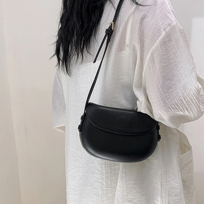 PU Leather Women Crossbody Bag Fashion Luxury Purse Sling Bags Saddle Shoulder Bag Candy Color Girl Messenger Bags