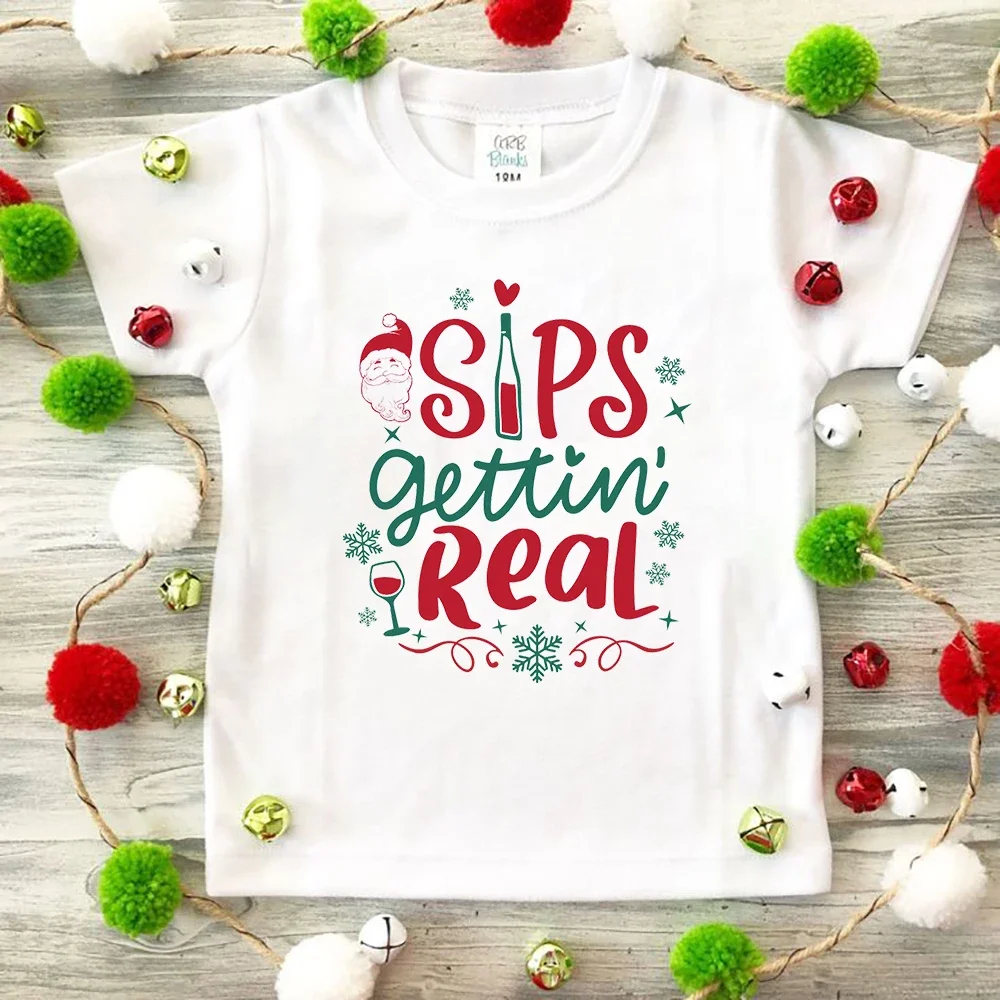 

Kids Christmas T-Shirt Xmas Party Gift Clothes Cartoon Print Fashion Short Sleeve Shirt Boys Girls Casual Winter Holiday Outfits