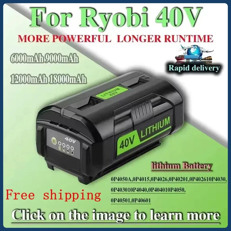 

Для Ryobi 6,0 Ач 40 В литий-ионная аккумуляторная батарея для Ryobi RY40502 RY40200 40 В аккумулятор для беспроводных электроинструментов OP4050 OP4026 OP40401