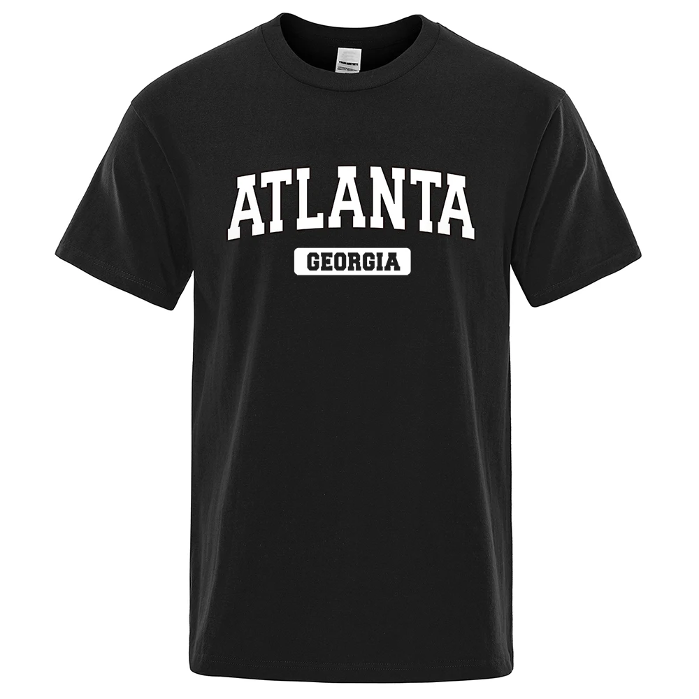 Atlanta Georgia Usa Stadt Brief Tops Männer Sommer Oversize T-Shirts Baumwolle Lose T Shirts Mode Atmungsaktiv Männlichen Kurzen Ärmeln