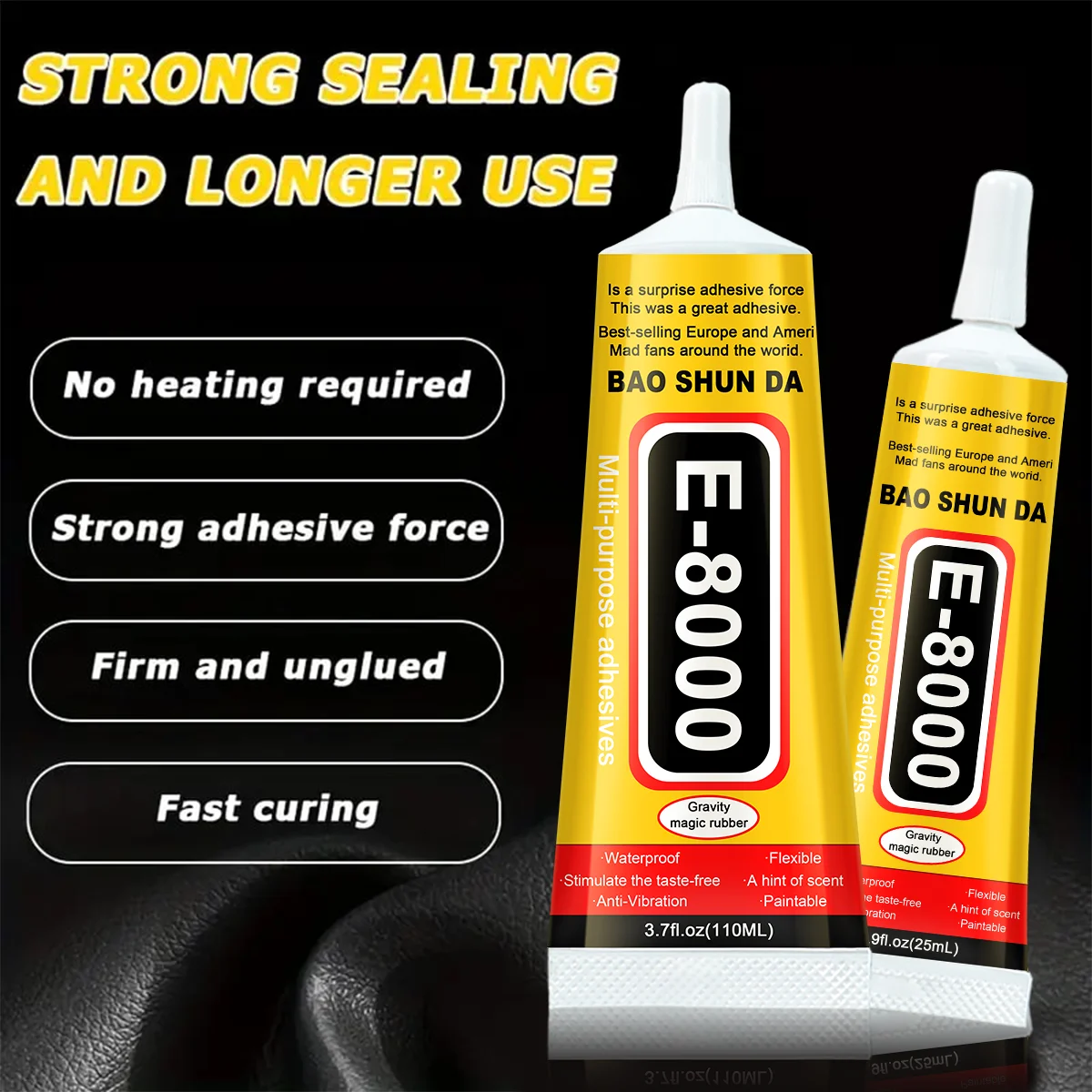 Transparent adhesive for telephone repair, E8000, fabric fabric, Contact, DIY, metal, drink, deformed screen frame sealant, versatile glue with precision applicator, 15ML, 25ML, 50ML, 110ML