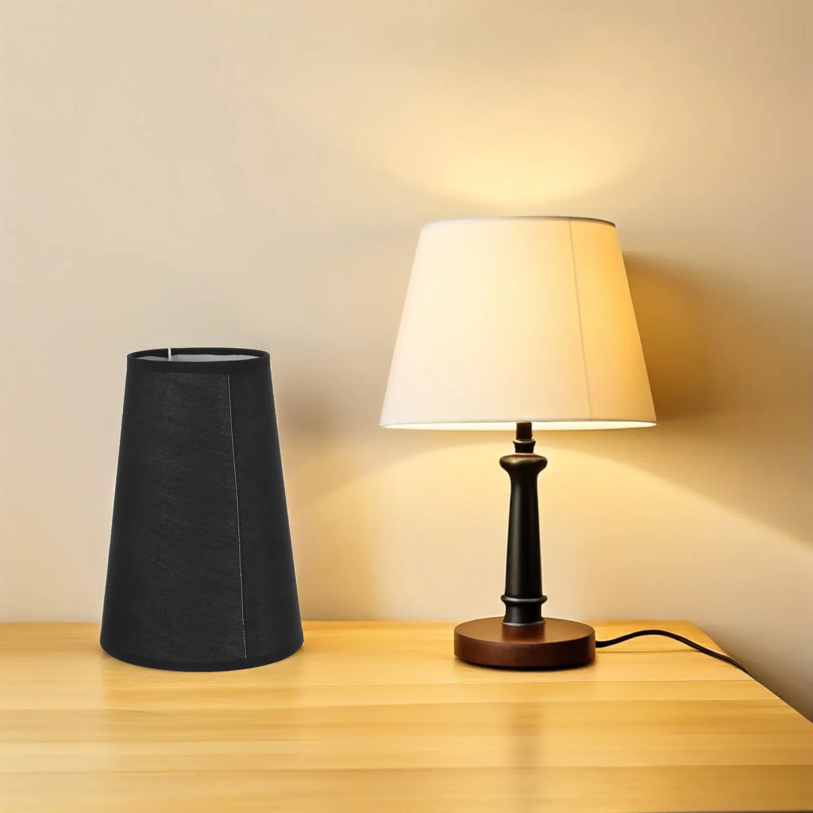 Black Fabric Lampshade Small Drum Shape Bedroom Wall Lamp Chandelier Light Cover Barrel Lamp Shade Modern Fabric Light Shade