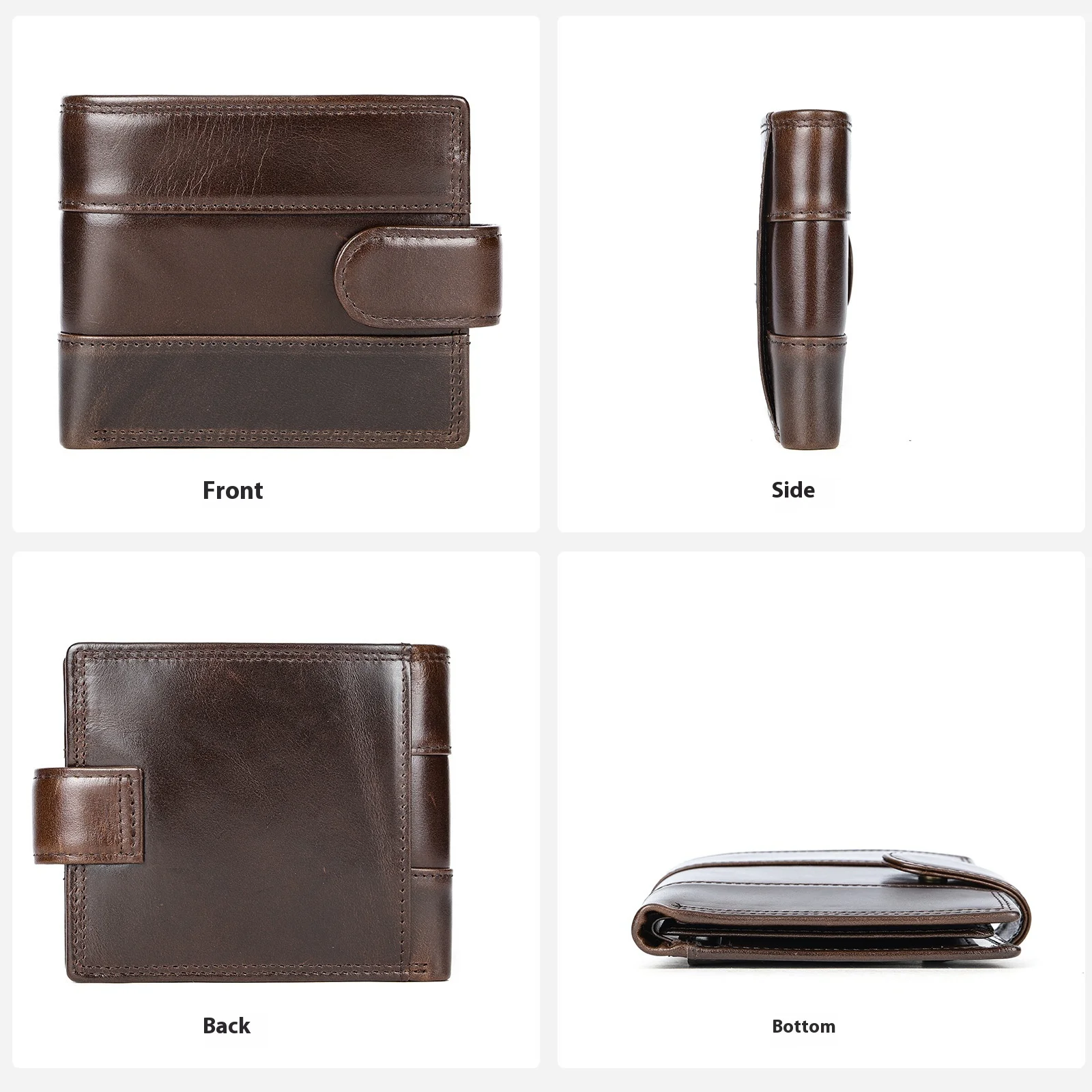 Vintage Men's Leather Wallet with Multiple Card Slots and Large Capacity