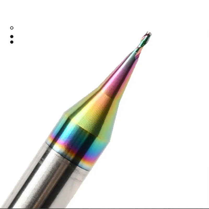 AZZKOR fresa a micropercorso in carburo di acciaio al tungsteno con rivestimento colorato a 2 scanalature per utensili per fresa a candela piatta/a sfera CNC in alluminio HRC60