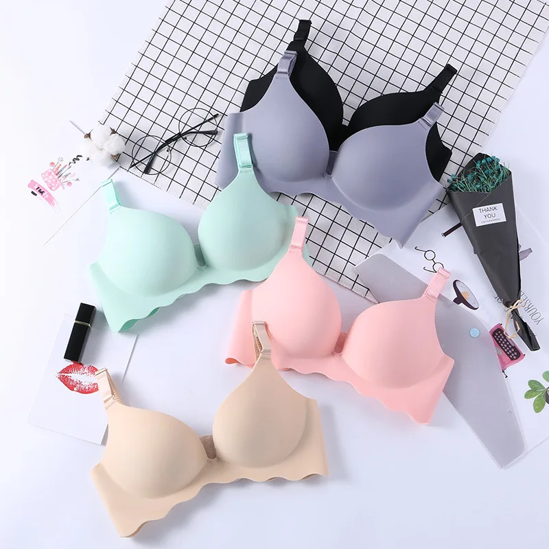 Women's Detachable Shoulder Strap Bralette Thin One-piece Wireless Bra Rear Buckle Sleep Bralette Adjustable Gathered Brassiere