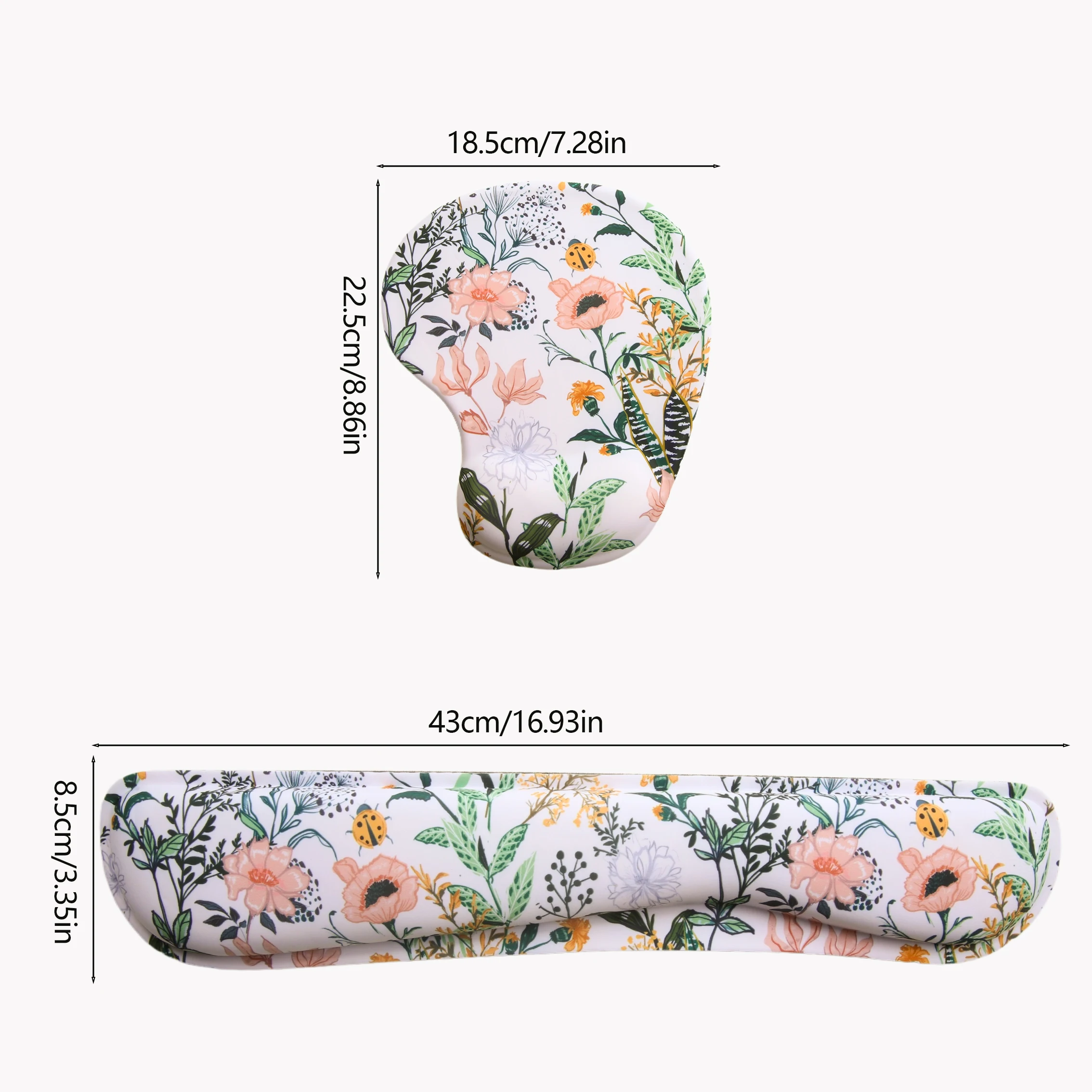 

2Pcs Flower Pattern Memory Foam Wrist Support Mouse Pad & Keyboard Cushion