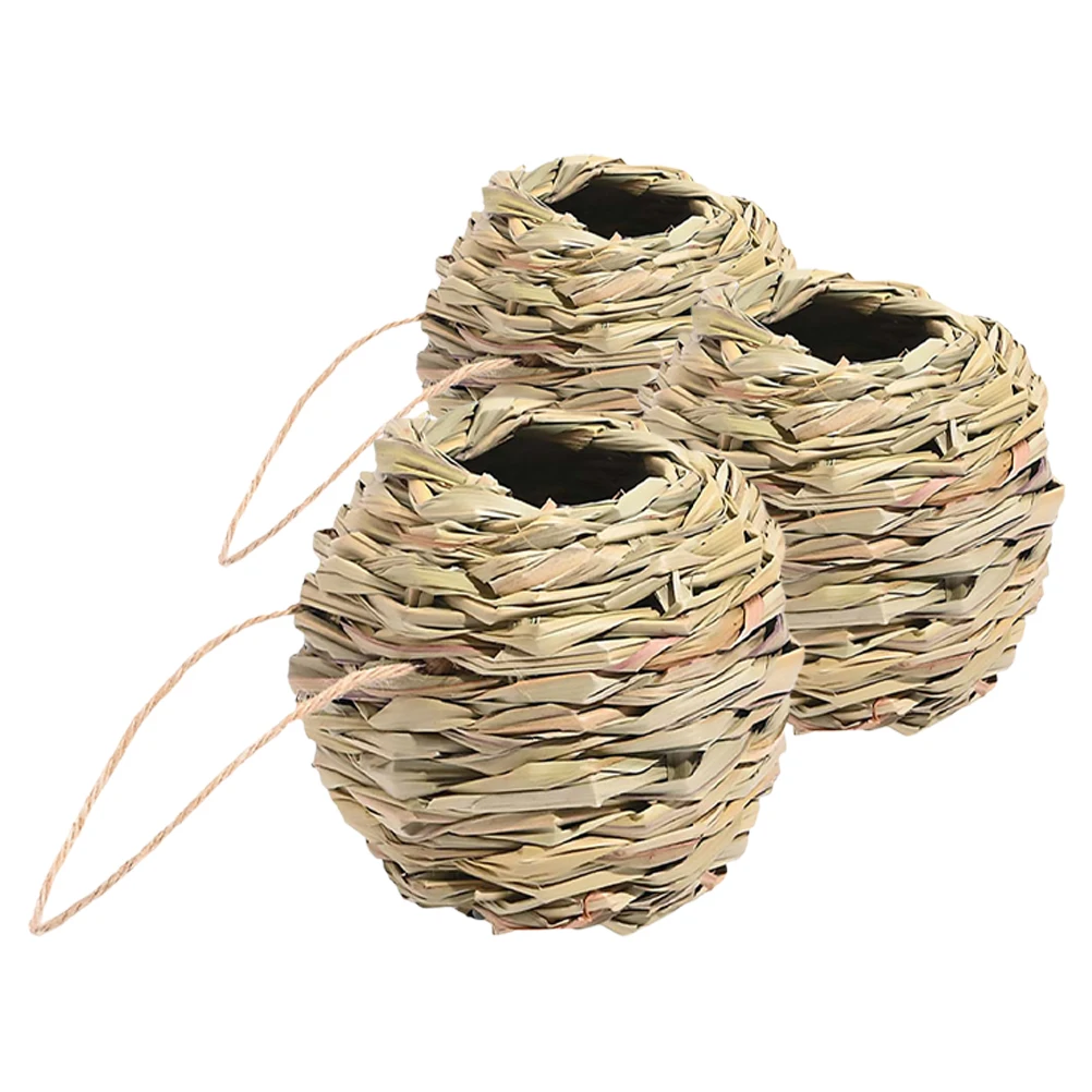 

3pcs Hummingbird Nest House Natural Woven Grass Durable Predator Protection Garden Balcony Porch Bird Cage Nest