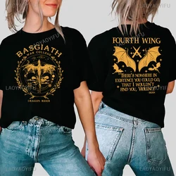 Fourth Wing Shirt Dragon Rider Cotton Tee Basgiath War College Print T-Shirt Violet Sorrengail Xaden Riorson Fantasy Bookish Top