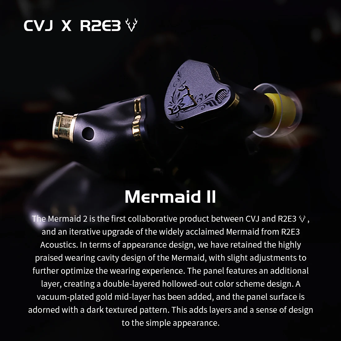 CVJ X R2E3 حورية البحر 2 سماعة عالية الأداء الديناميكي سائق IEMs كابل قابل للتبديل في الأذن سماعة 0.78 مللي متر 2pin انفصال