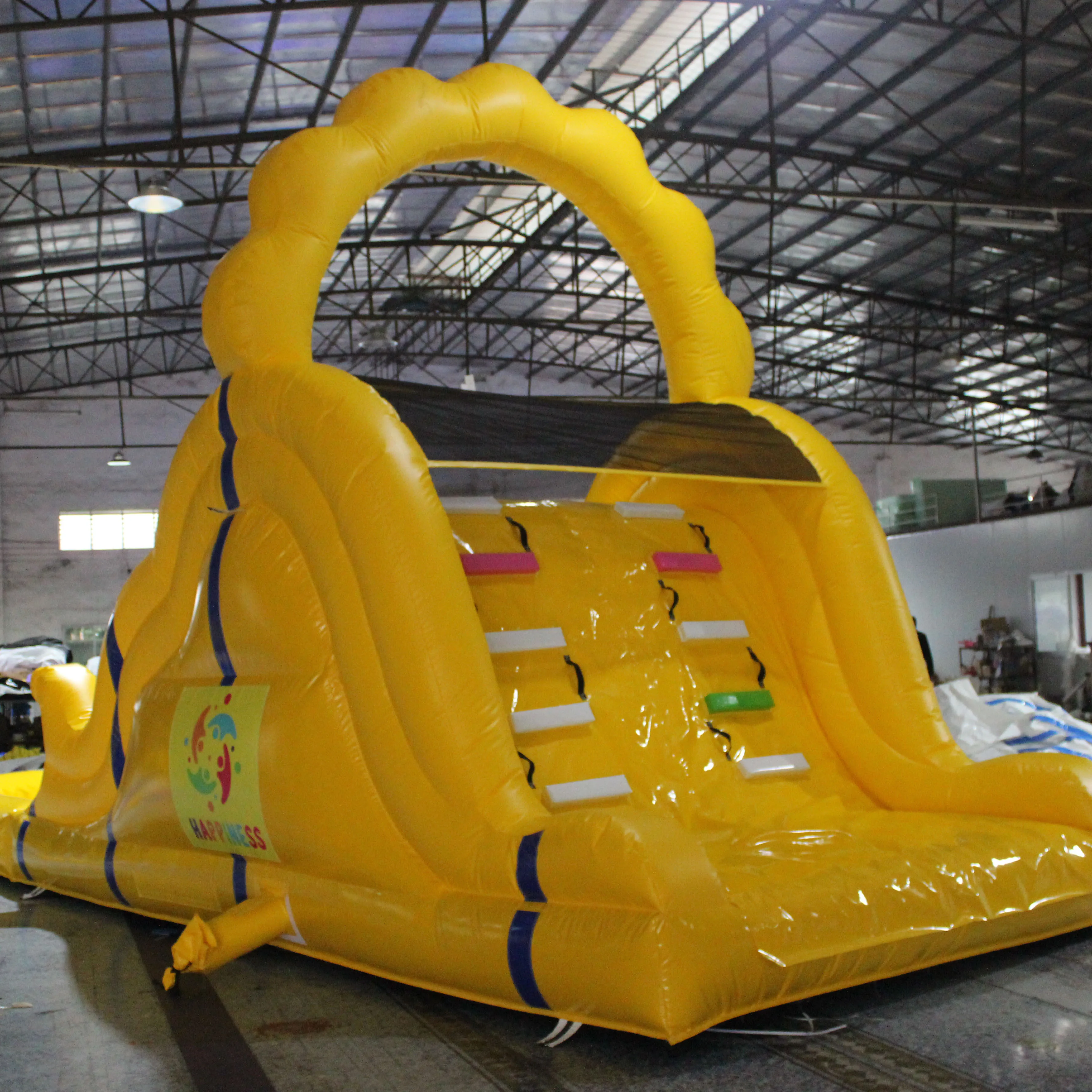//2023 Commercial Large Adult Size Fire Yellow Slide Inflatable Water Slide With Pool For Sale
