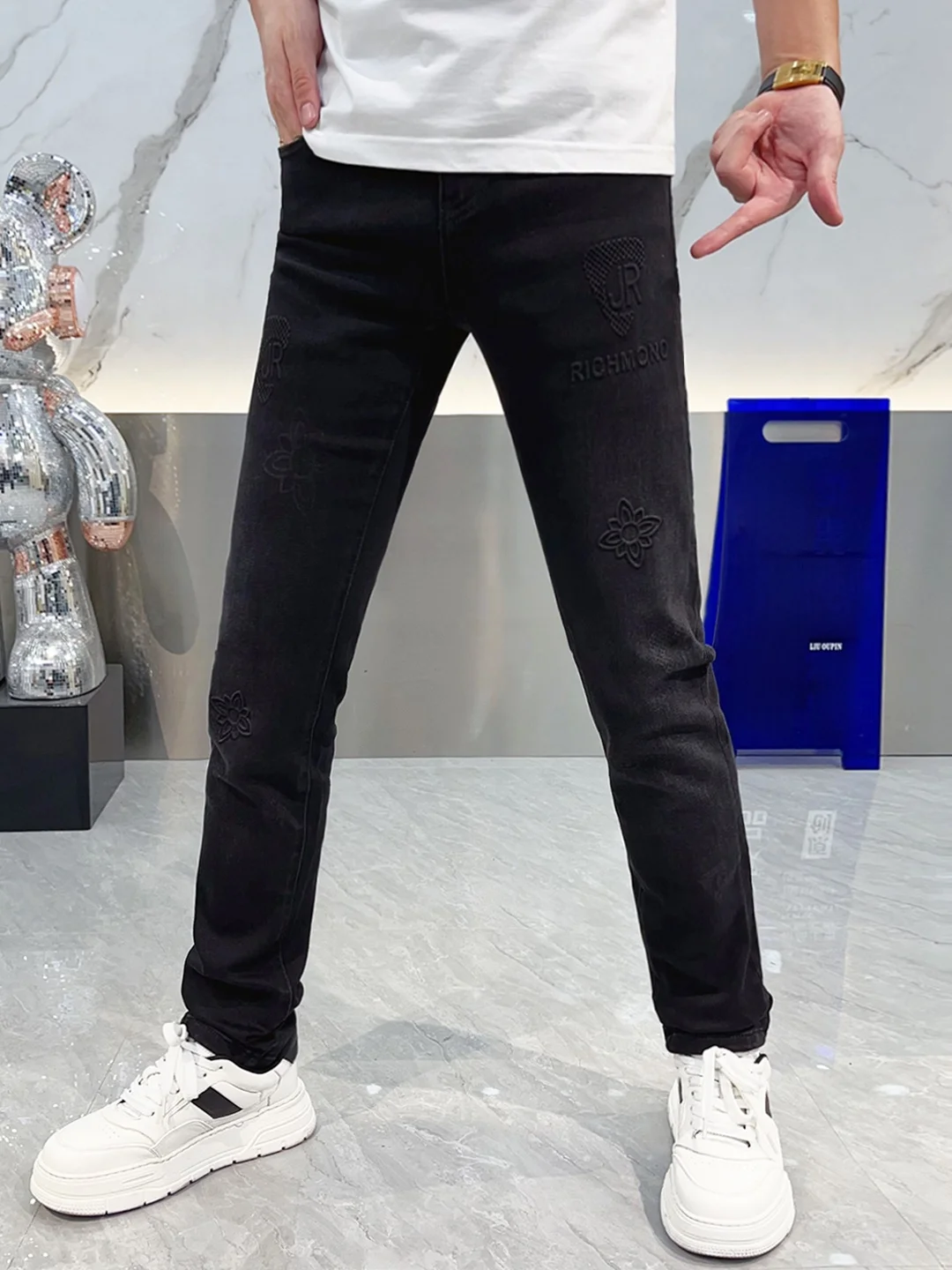

Мужские джинсы Bla Slim Fit с вышивкой, удобные, дышащие, мягкие и эластичные, повседневные, для любого возраста