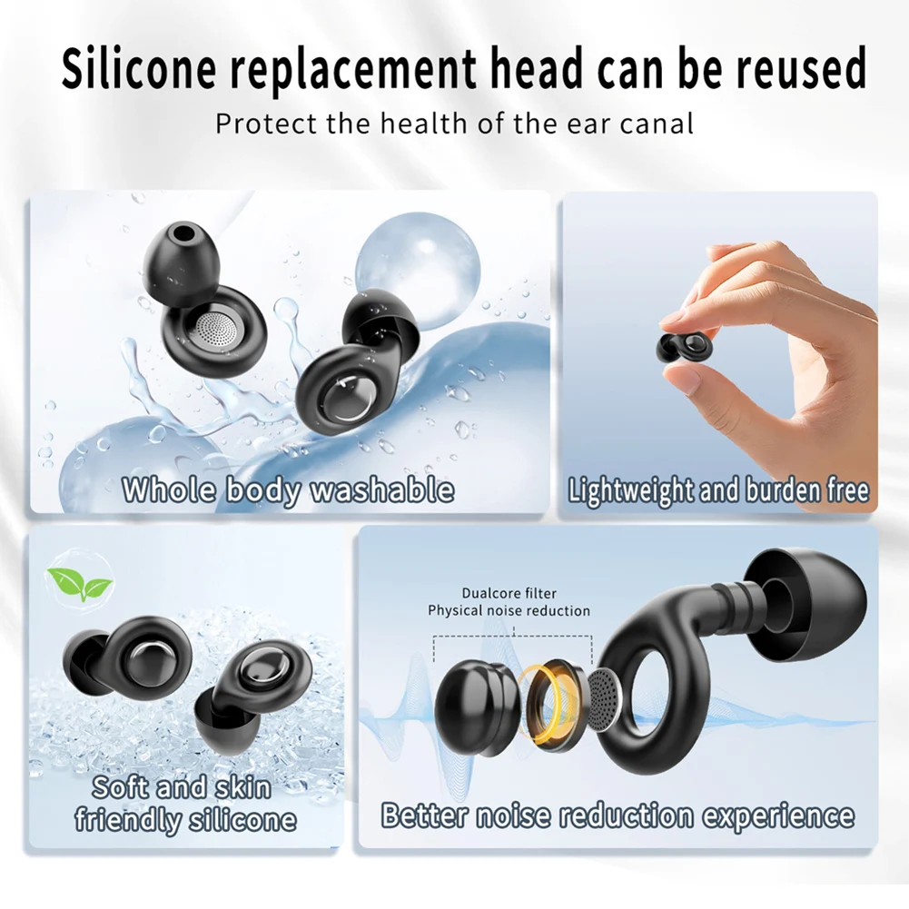 Reusable Silicone Snore Blocker Ear Plug with 10 Eartips & Carrying Case Noise Cancelling Ear Plugs for Sleep Deep Focus Travel