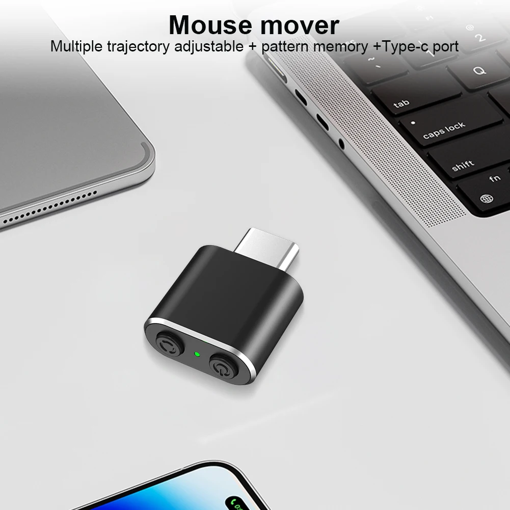 Symulator ruchu myszy USB-C z przyciskiem wyłącznika, niewykrywalny automatyczny shaker myszy, 3 tryby ruchu, urządzenie do ruchu myszy, akcesoria PC