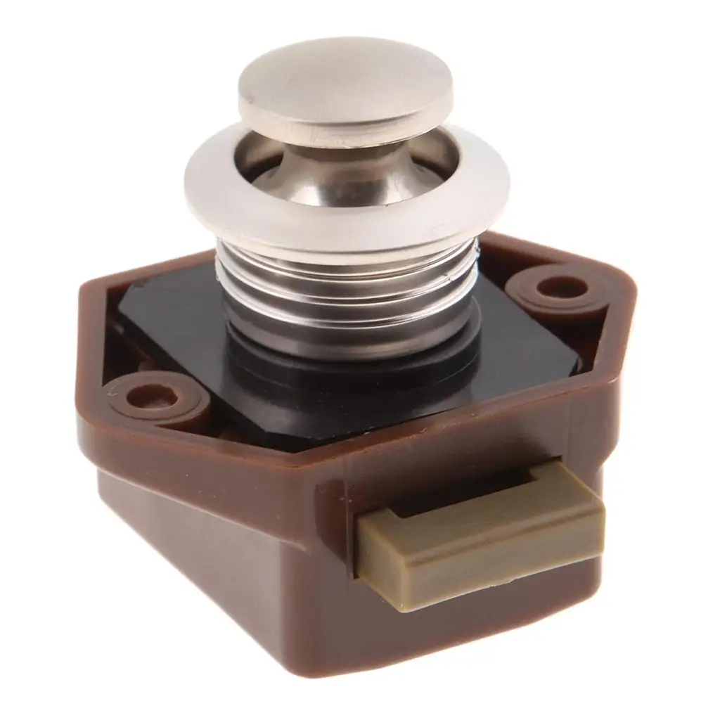 

Push Button Cabinet Latch Alloy Brown Boat Door Latch for Foldable Boat Seat Yacht Cabinet