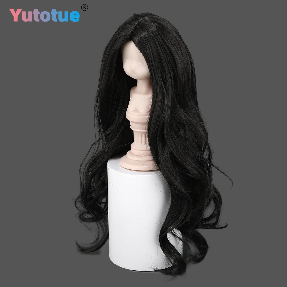 Yutotue Poppen Pruiken Lang Golvend Haar Pruik Zwarte kleur voor 1/3 1/4 1/6 BJD Pop Modepop Vervangen DIY Speelgoed