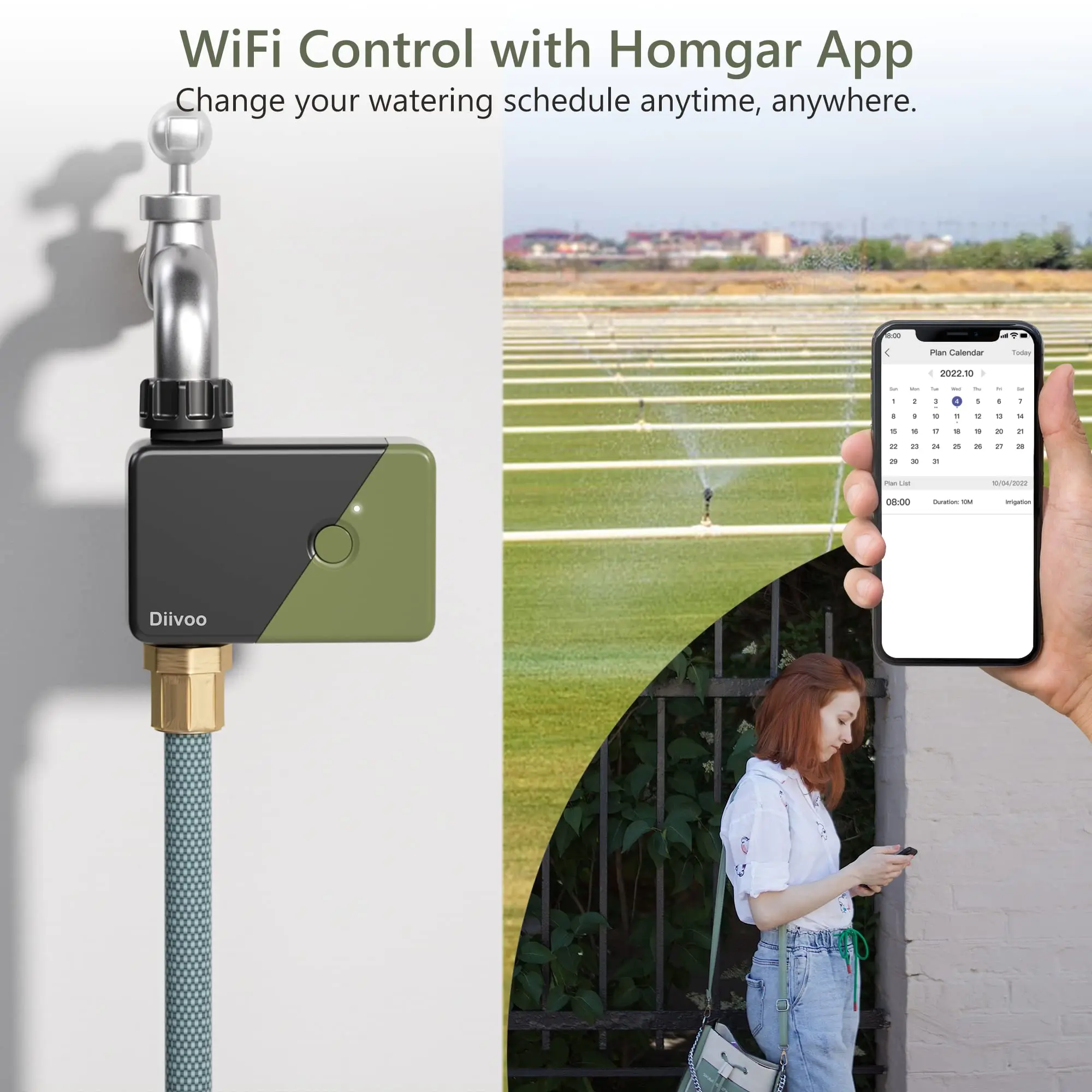 Diivoo WiFi Drip Watering Timer Multi Zones Garden Hose Irrigation Controller Water Valve Automatic Irrigation Equipment