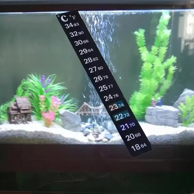 Digital Aquarium Fish Tank Stick On Dual Scale Celsius Fahrenheit Color Change Temperature Measurement Sticker Pet Accessory