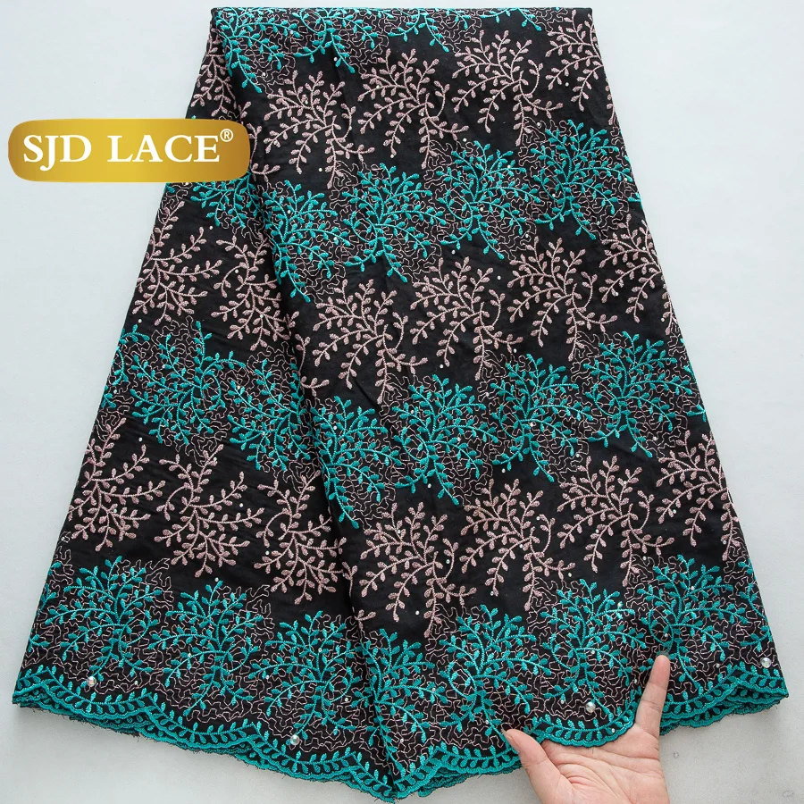 

Кружево SJD LACE, африканское хлопковое кружево, 5 ярдов, 2026, высококачественное нигерийское кружево с камнями, швейцарский вуаль для женских вечерних платьев, для шитья, 4700