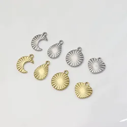 5pcs Wholesale Stainless Steel High Quality Moon Women Finding Charms Pendant DIY Fashion Jewelry Necklace Vacuum Plate 2 Colors