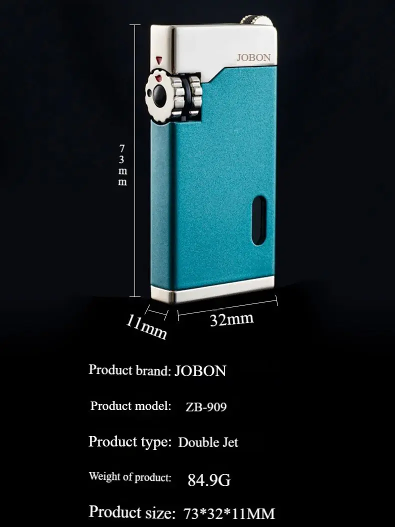 Jobon Creative Blue Flame Dual Jet Refillable Gas Lighter with Visible Gas Tank, Safety Lock, Wholesale image 5