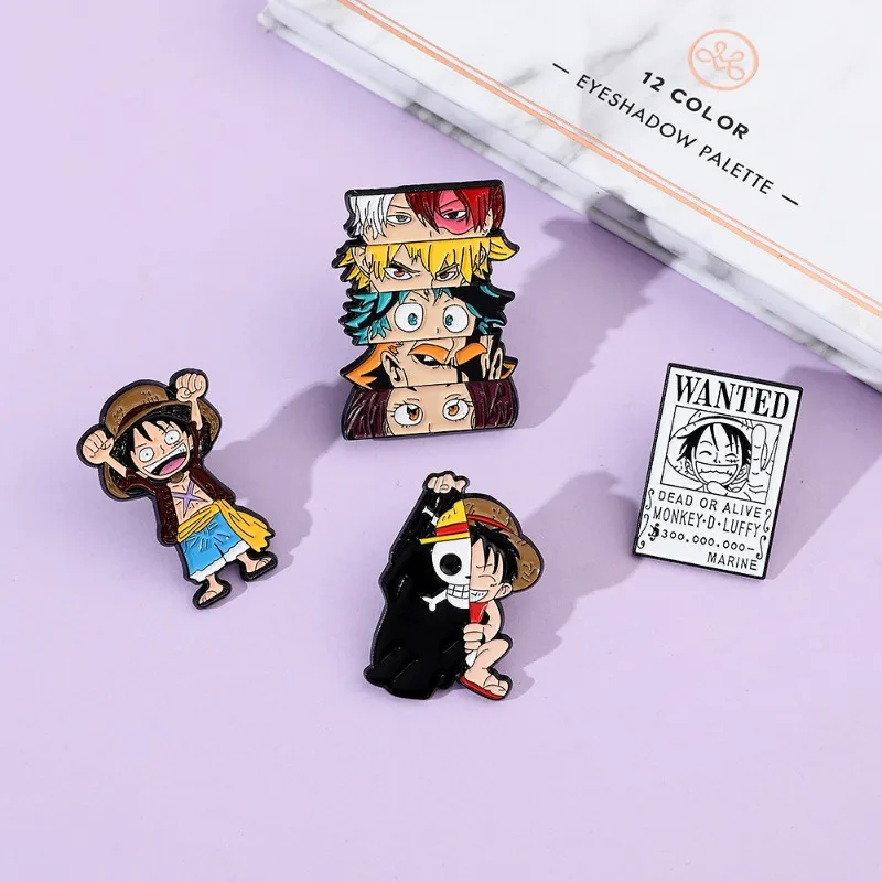 One Piece Luffy Anime Lapel Pins Set Enamel Brooches for Backpack Men Women Jewelry Accessory Cool Anime Badges