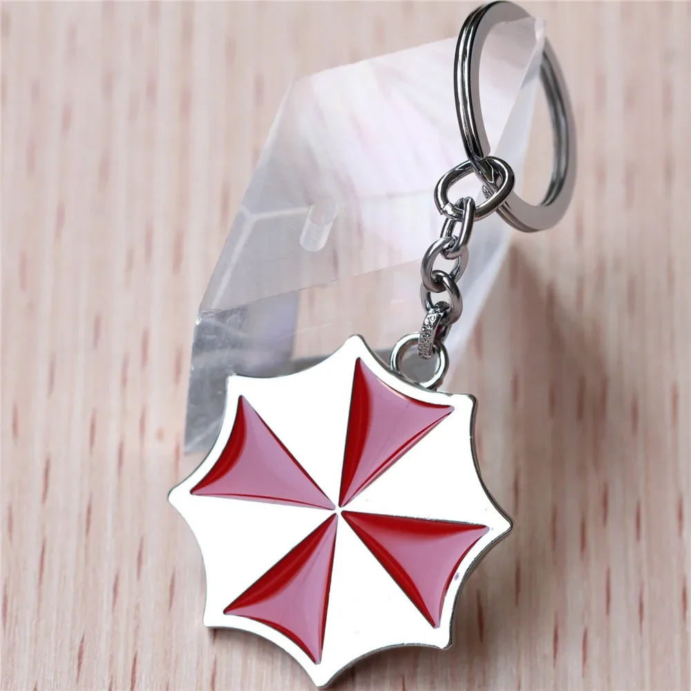 Popular Movie  Keychain Biohazard Umbrella Corporation Red Enamel Metal Keyring Fashion Car Key Chain for Fans Car Gadget