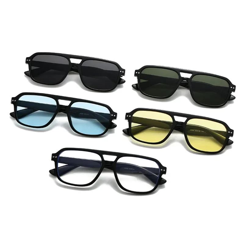 Classic Rivet Flat Top Square Sunglasses Women For Men Luxury Brand Designer Vintage Sun Glasses Popular Punk Travel Shade UV400 image 6