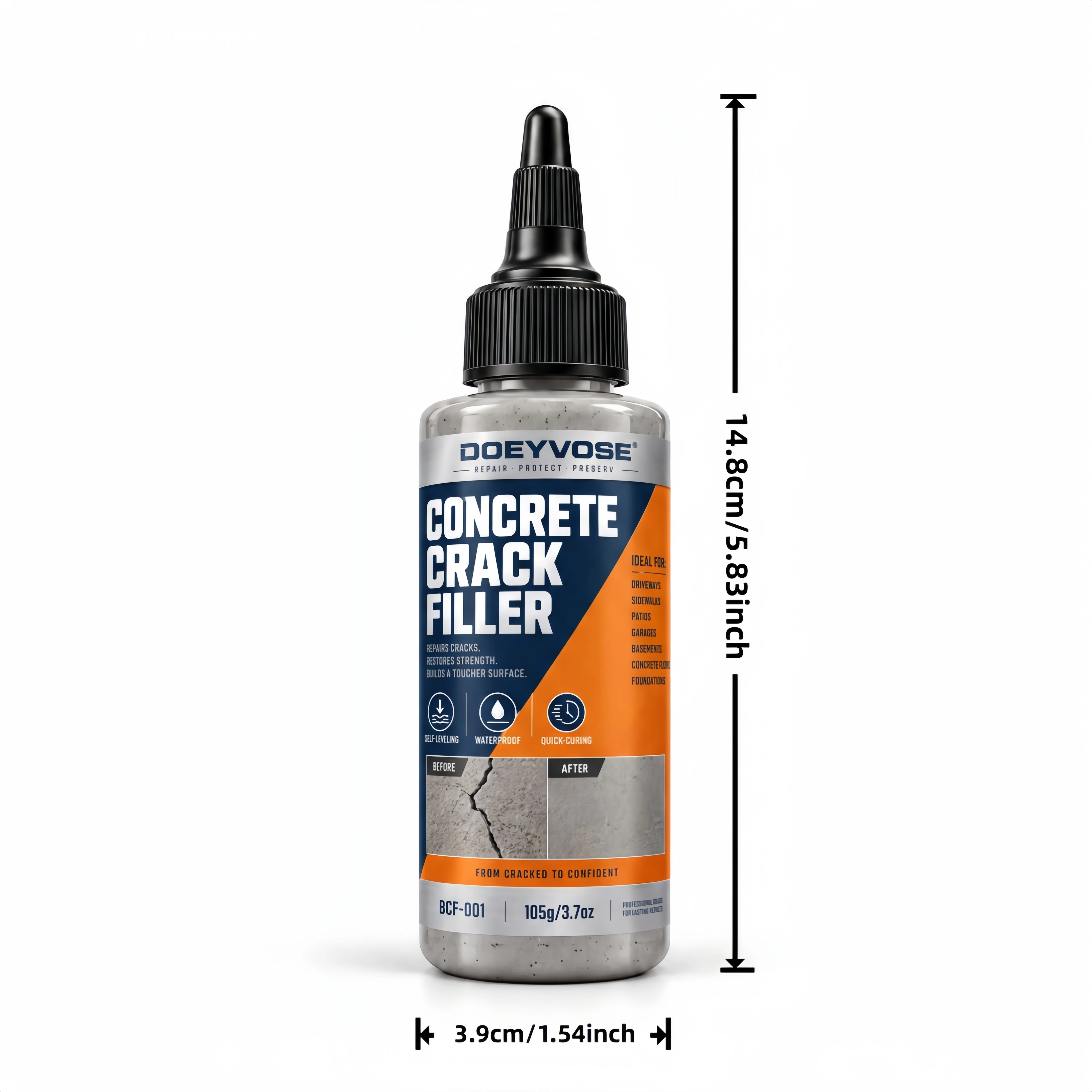 Concrete Crack Filler 105g Self-leveling Concrete Repair Sealant for Wall Garage Floor Crack Repair Waterproof